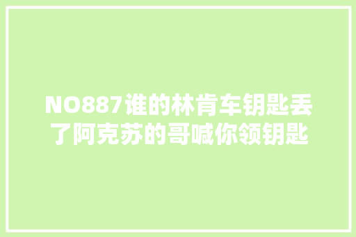 NO887谁的林肯车钥匙丢了阿克苏的哥喊你领钥匙