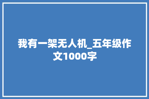我有一架无人机_五年级作文1000字