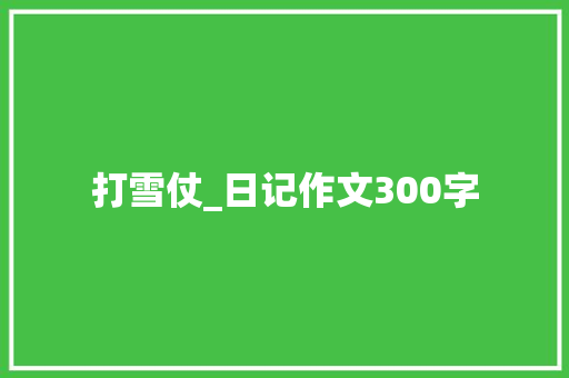 打雪仗_日记作文300字
