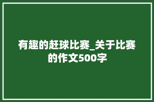 有趣的赶球比赛_关于比赛的作文500字