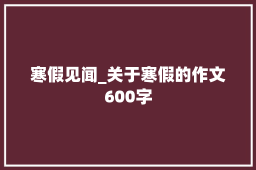 寒假见闻_关于寒假的作文600字