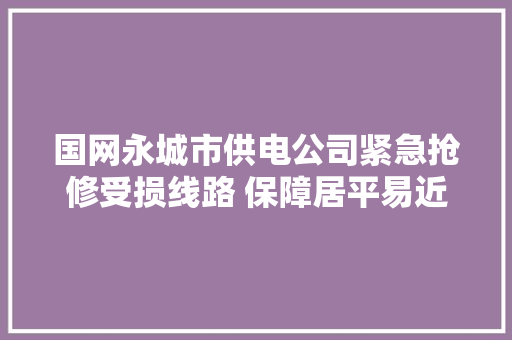 国网永城市供电公司紧急抢修受损线路 保障居平易近用电