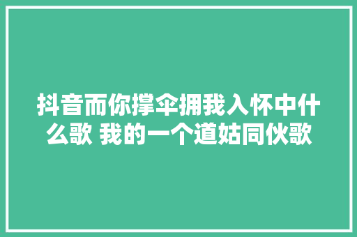 抖音而你撑伞拥我入怀中什么歌 我的一个道姑同伙歌词介绍 休闲娱乐