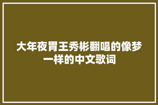 大年夜胃王秀彬翻唱的像梦一样的中文歌词