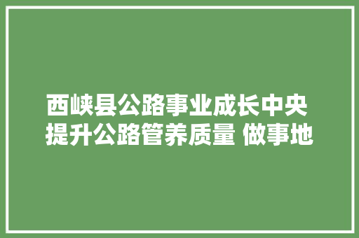 西峡县公路事业成长中央 提升公路管养质量 做事地方经济成长