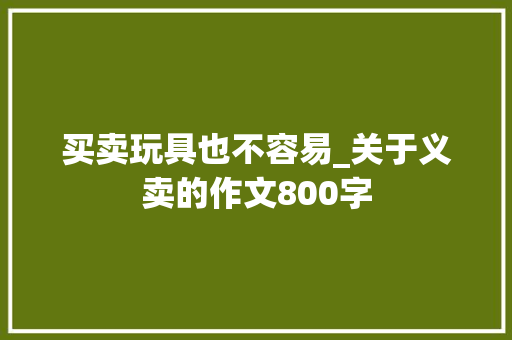 买卖玩具也不容易_关于义卖的作文800字