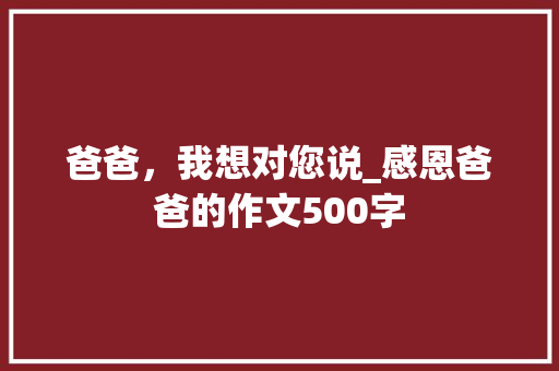 爸爸，我想对您说_感恩爸爸的作文500字