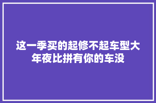 这一季买的起修不起车型大年夜比拼有你的车没