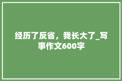经历了反省，我长大了_写事作文600字