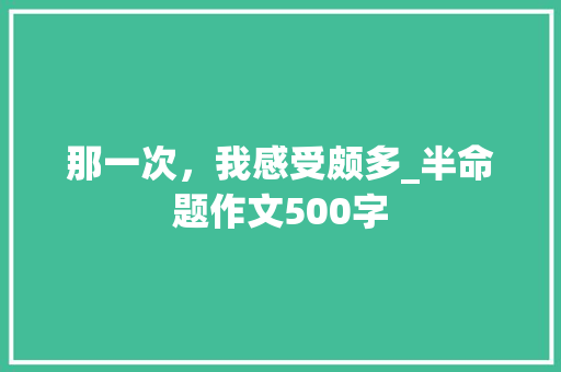 那一次，我感受颇多_半命题作文500字