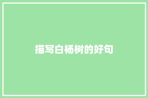 描写白杨树的好句