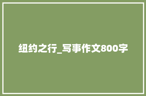 纽约之行_写事作文800字