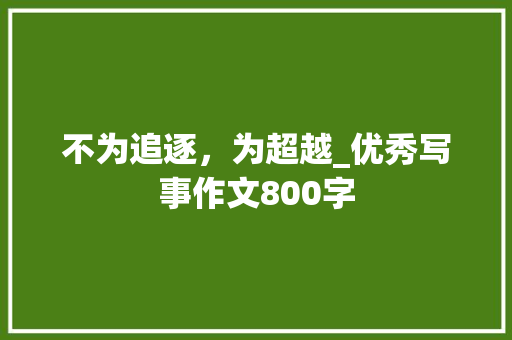 不为追逐，为超越_优秀写事作文800字