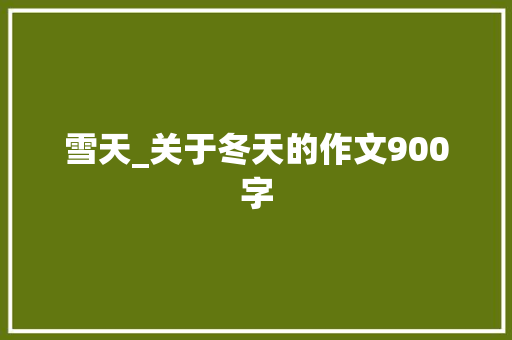 雪天_关于冬天的作文900字