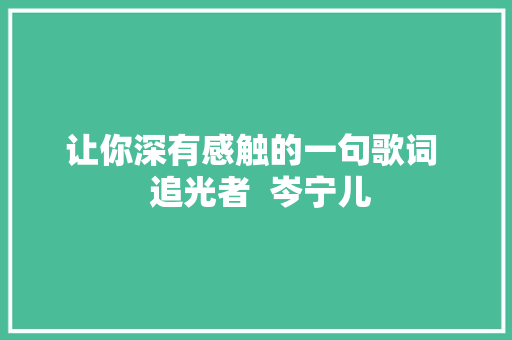 让你深有感触的一句歌词  追光者  岑宁儿