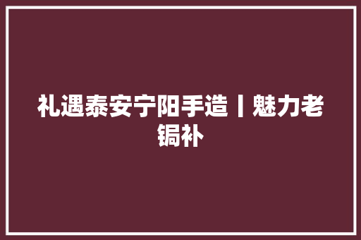 礼遇泰安宁阳手造丨魅力老锔补