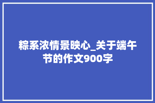 粽系浓情景映心_关于端午节的作文900字