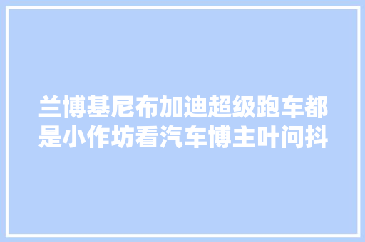 兰博基尼布加迪超级跑车都是小作坊看汽车博主叶问抖音有感