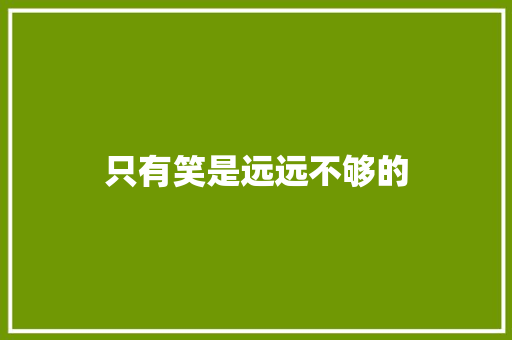 只有笑是远远不够的