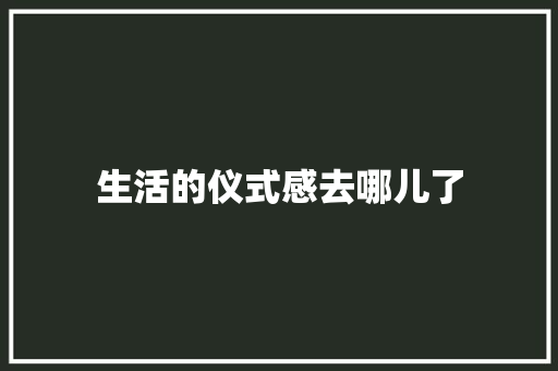 生活的仪式感去哪儿了