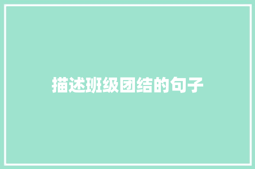 描述班级团结的句子