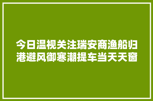 今日温视关注瑞安商渔船归港避风御寒潮提车当天天窗被拆 车主傻眼永嘉创造加拿大年夜一枝黄花
