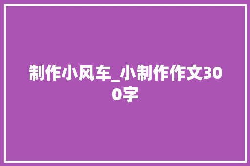 制作小风车_小制作作文300字