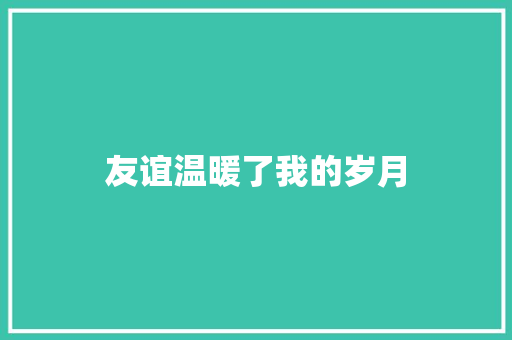 友谊温暖了我的岁月