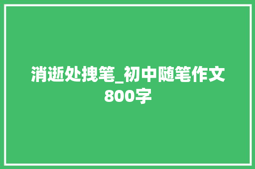 消逝处拽笔_初中随笔作文800字 知识百科