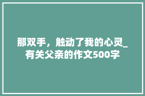 那双手，触动了我的心灵_有关父亲的作文500字