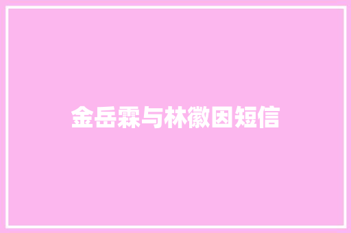 金岳霖与林徽因短信