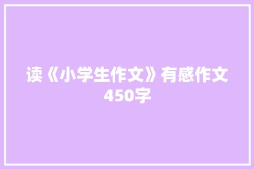 读《小学生作文》有感作文450字