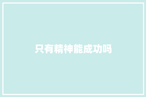 只有精神能成功吗