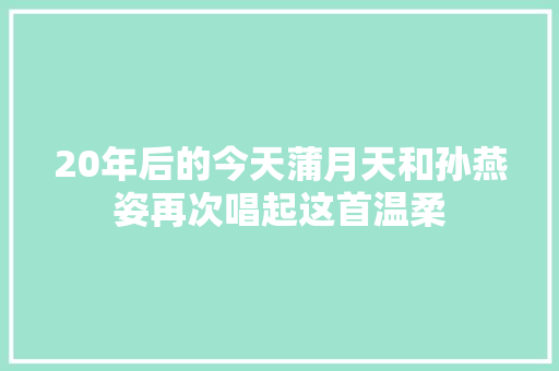 20年后的今天蒲月天和孙燕姿再次唱起这首温柔 休闲娱乐