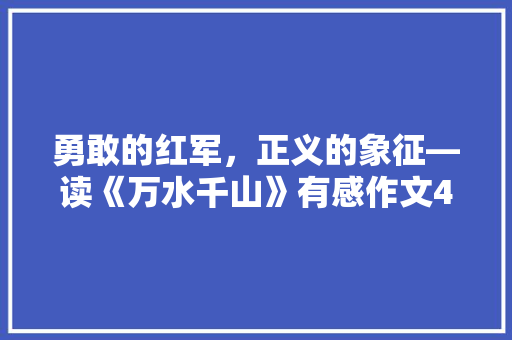 勇敢的红军，正义的象征―读《万水千山》有感作文450字