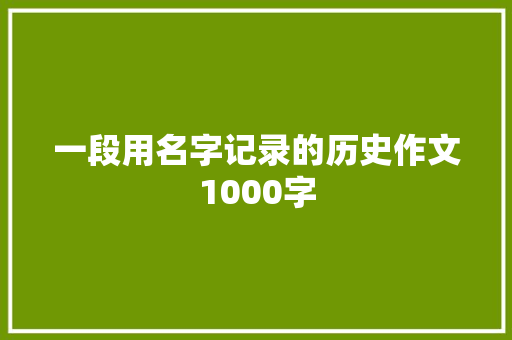 一段用名字记录的历史作文1000字