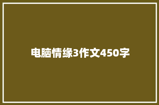 电脑情缘3作文450字