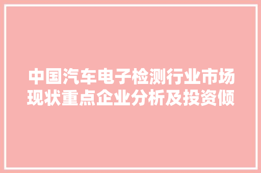 中国汽车电子检测行业市场现状重点企业分析及投资倾向研究申报