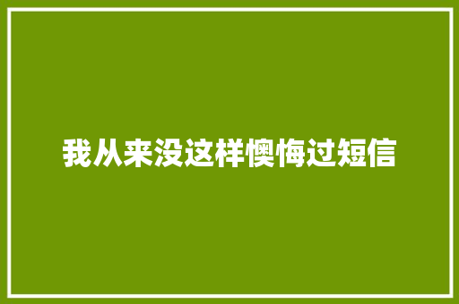 我从来没这样懊悔过短信