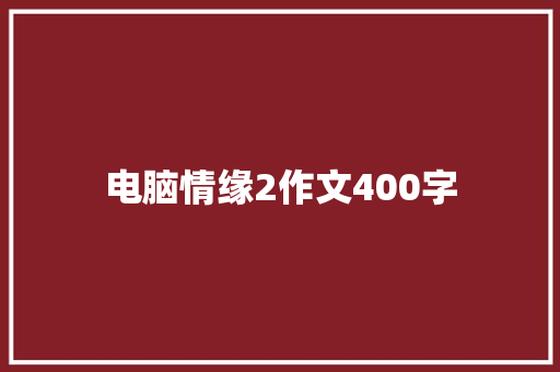 电脑情缘2作文400字