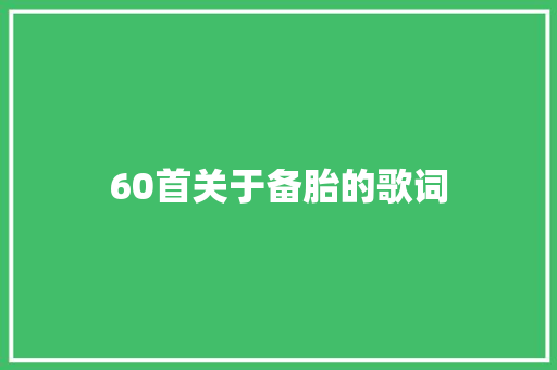 60首关于备胎的歌词