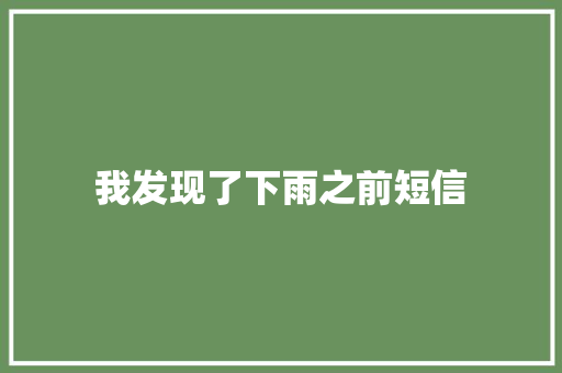 我发现了下雨之前短信