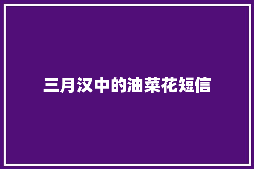 三月汉中的油菜花短信