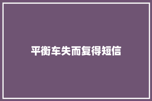 平衡车失而复得短信 知识百科