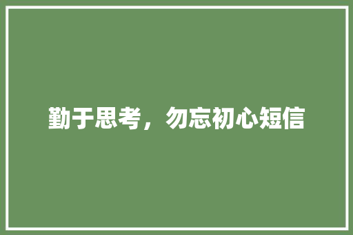 勤于思考，勿忘初心短信