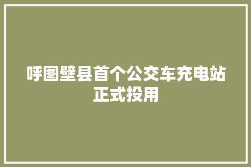 呼图壁县首个公交车充电站正式投用 汽车知识