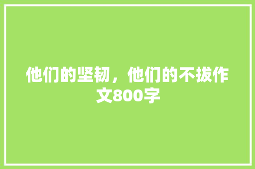 他们的坚韧，他们的不拔作文800字 知识百科