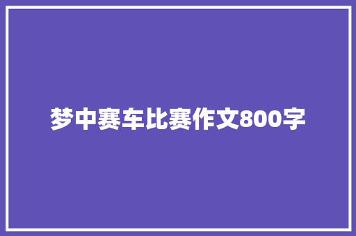 梦中赛车比赛作文800字