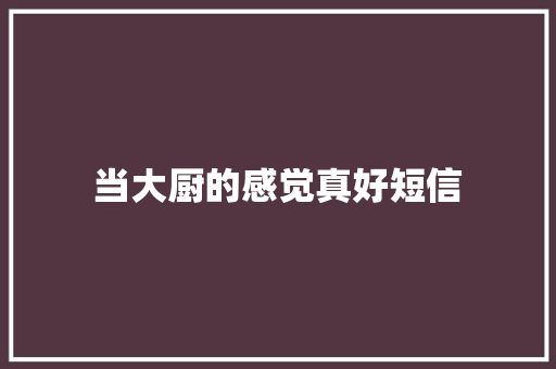 当大厨的感觉真好短信