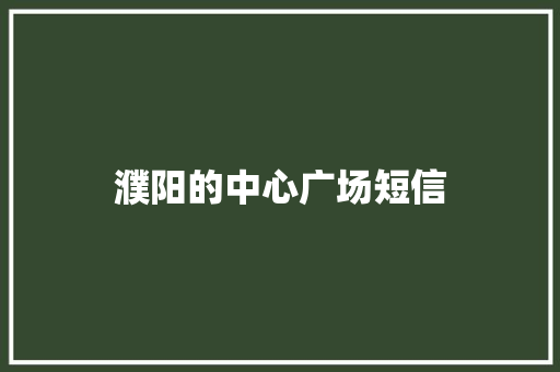 濮阳的中心广场短信 知识百科